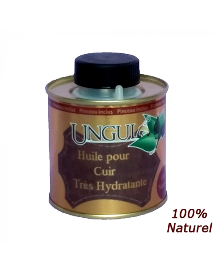 Huile pour cuir 100% naturelle UNGULA NATURALIS bidon de 380 ml avec bouchon pinceau