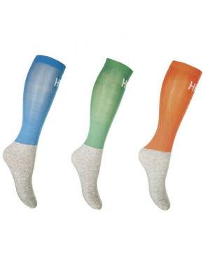 Chaussettes - Microcoton couleur - HKM lot de 3 HKM 5780.1194 bleu/vert/orange