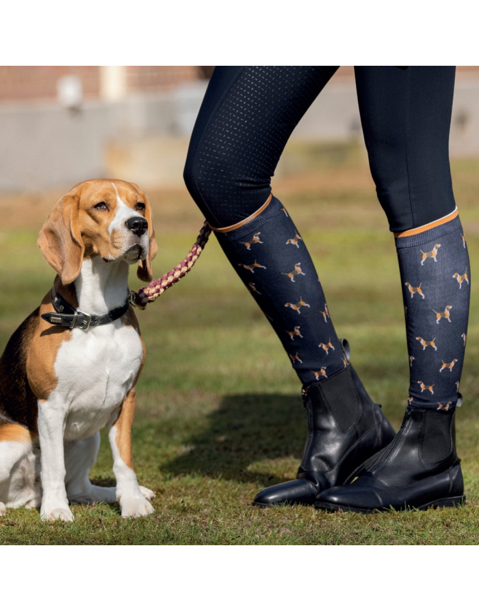 Chaussettes -Beagle- HKM Coloris Bleu Foncé Taille Vêtements 35/38