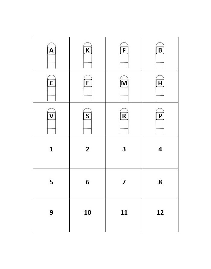 Cet ensemble complet comprend
12 supports métalliques et 12 stickers numérotés