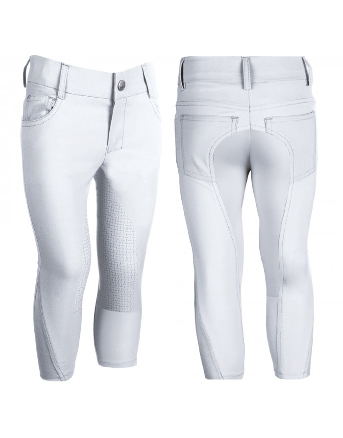 Pantalon de concours enfant -Sunshine Competition- fond 1/1 en silicone HKM 12800.1200 blanc