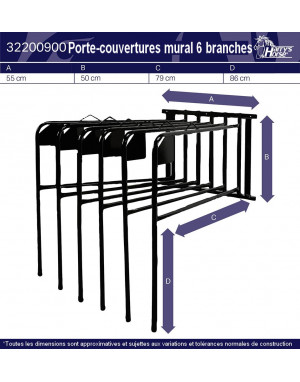 Porte-couvertures mural 6 branches 32200900