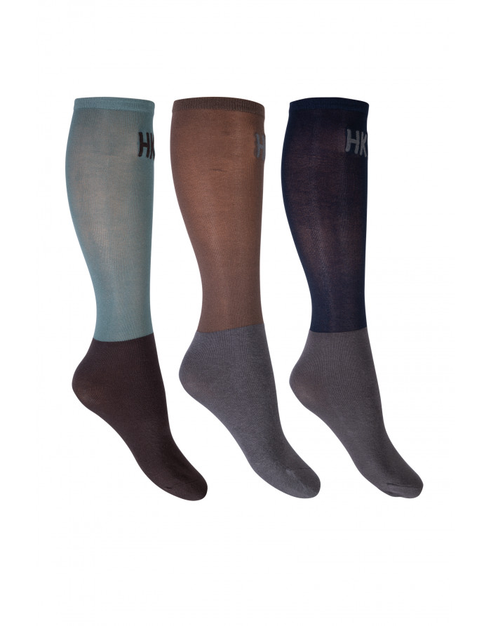 Chaussettes - Microcoton couleur - HKM lot de 3 HKM 5780.2158 marron/marine/menthe