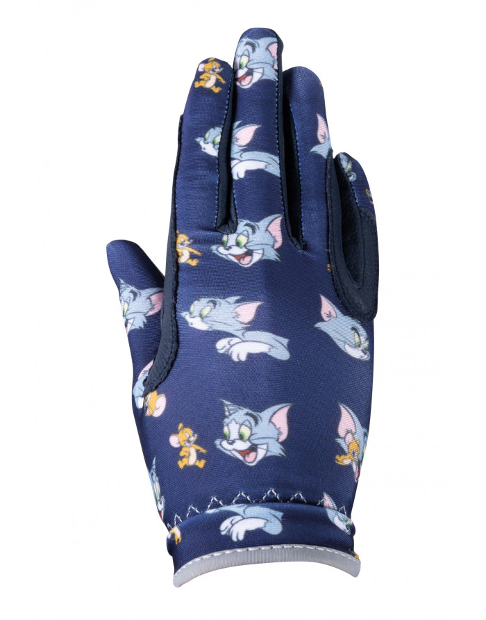 Gants d'équitation Enfant Tom & Jerry HKM Coloris Bleu Foncé