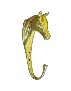 Patère porte-bridon laiton, tête de cheval 3D 6114