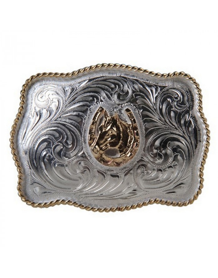 boucle de ceinture HKM TEXAS -fer et tête de cheval 4389