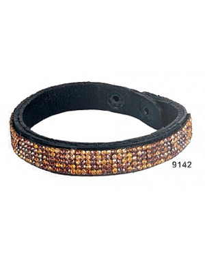 Bracelet cuir et strass Amanda noir/orange HKM 9035.9142