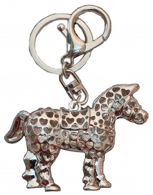 Porte-clés cheval double face coeur et strass H590626