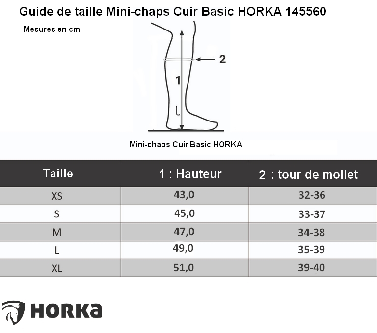 guide des tailles mini-chaps HORKA Classic